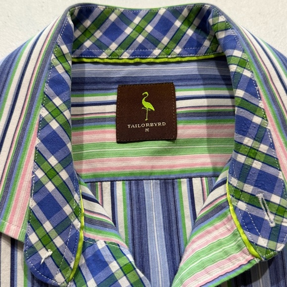 Tailorbyrd Long Sleeve Shirt Button Up Multicolor Blue Striped Men’s Size Medium - Picture 8 of 10